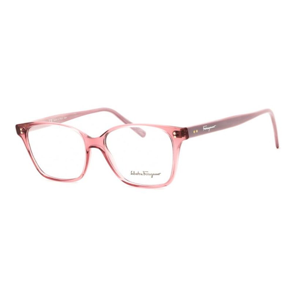 Salvatore Ferragamo Eyeglasses Square Full Rim, Trasparent Rose Frame and Clear
